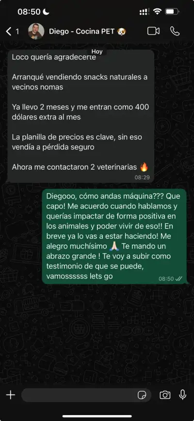 Testimonio de Diego por WhatsApp